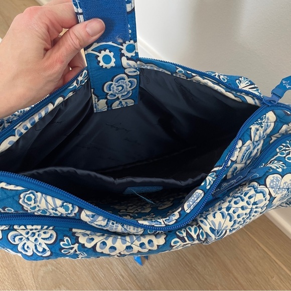 Vera Bradley Blue Paisley Backpack White School Adult Teen College Laptop Pocket - Picture 7 of 14